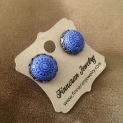Mosaic Cabochon Earrings - Cobalt