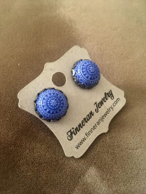 Mosaic Cabochon Earrings - Cobalt