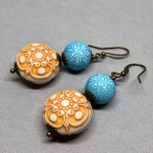 Scrollwork (Orange, Teal)