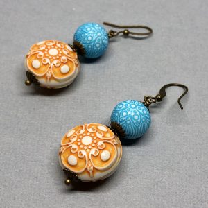 Scrollwork (Orange, Teal)