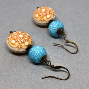 Scrollwork (Orange, Teal)