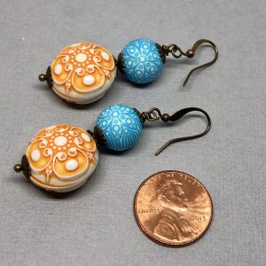Scrollwork (Orange, Teal)