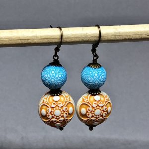 Scrollwork (Orange, Teal)