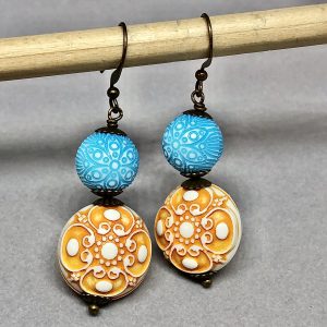 Scrollwork (Orange, Teal)