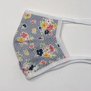 Tie Back Mask - Floral Cross Hatch (blue)