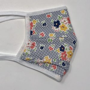 Tie Back Mask - Floral Cross Hatch (blue)