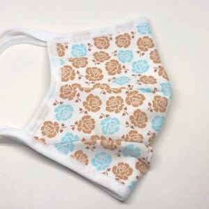 Tie Back Mask - Roses (blue, brown white)