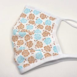 Tie Back Mask - Roses (blue, brown white)