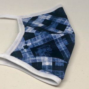 Tie Back Mask - Indigo Cubist