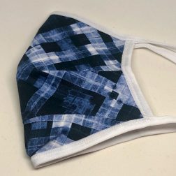 Tie Back Mask - Indigo Cubist