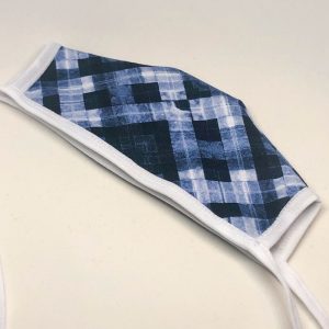 Tie Back Mask - Indigo Cubist