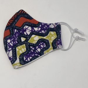Ear Loop Mask - Jigsaw (orange, purple, yellow)
