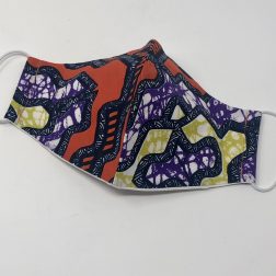 Ear Loop Mask - Jigsaw (orange, purple, yellow)