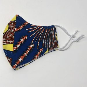 Ear Loop Mask - Jigsaw (blue, yellow, orange)