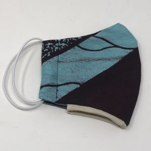 Medium Child Ear Loop Mask - blue curl