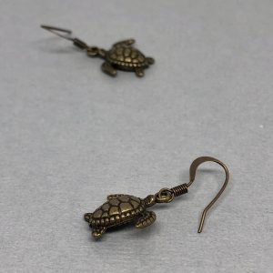 Antiqued Brass Turtle Earrings
