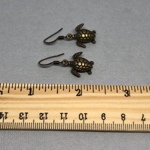 Antiqued Brass Turtle Earrings