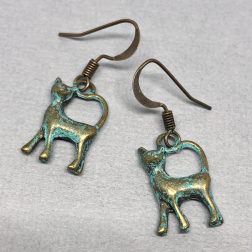 Kitty Verdigris Brass Earrings