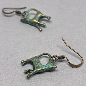 Kitty Verdigris Brass Earrings
