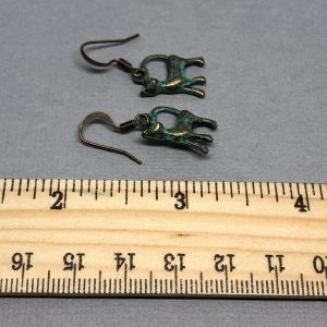 Kitty Verdigris Brass Earrings