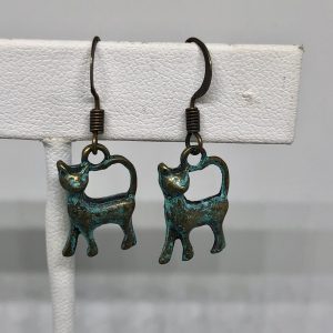 Kitty Verdigris Brass Earrings