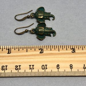 Ganesh Elephant Verdigris Brass Earrings